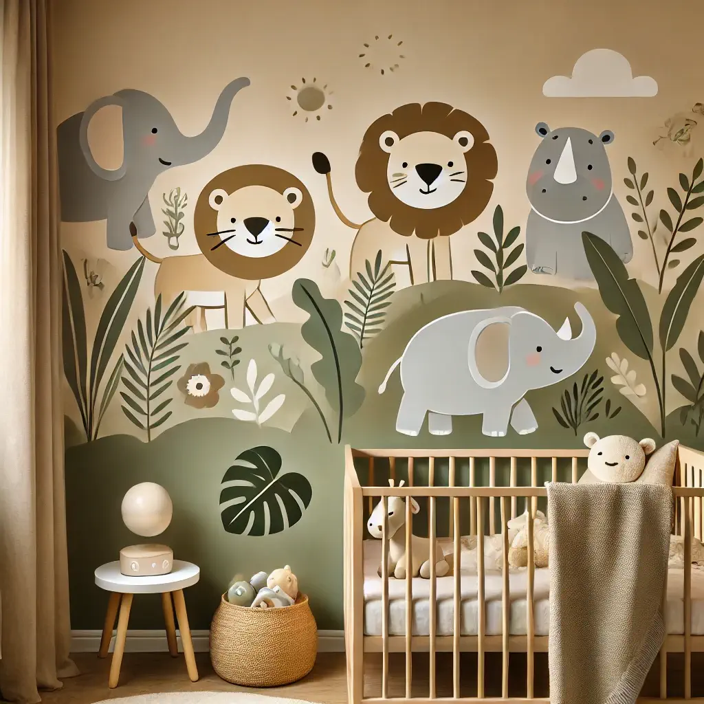 Idées déco chambre bébé garçon - theme jungle safari savane