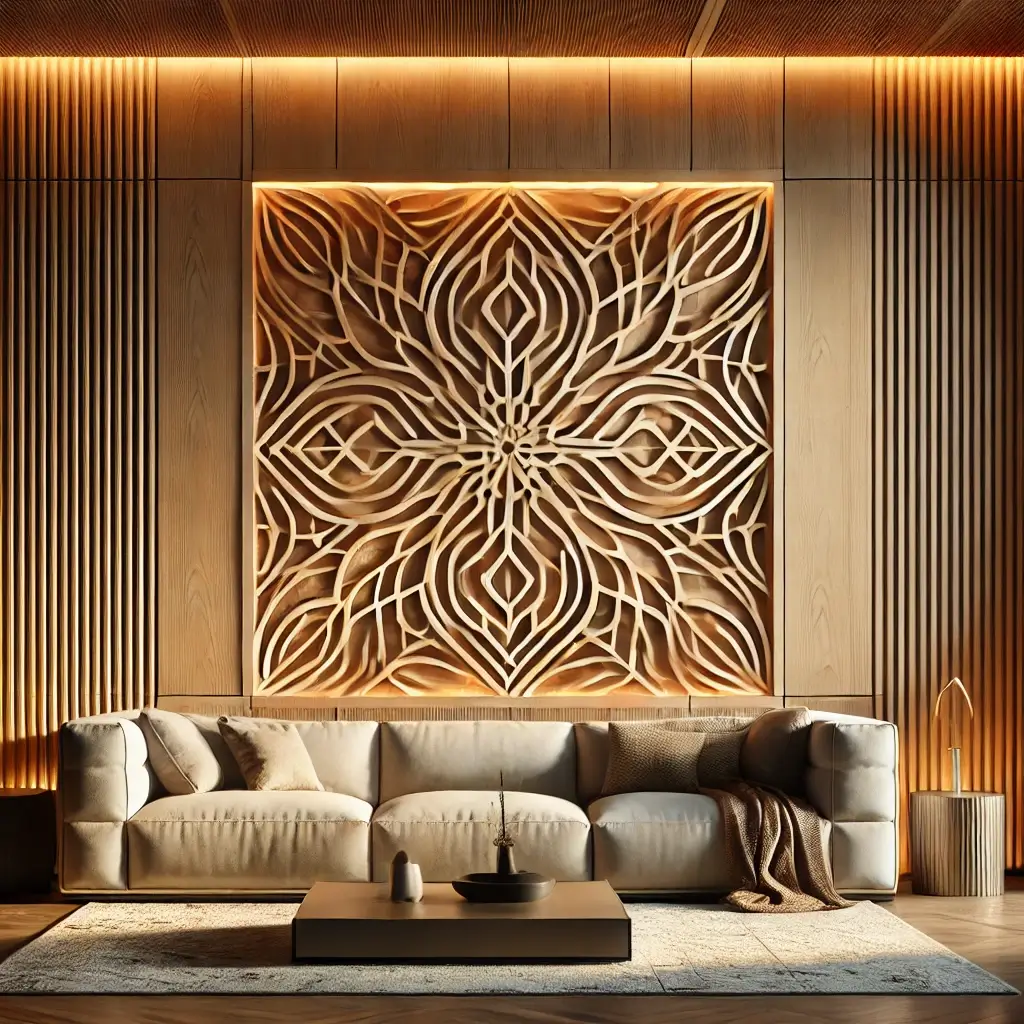 wooden wall panels mandala living room